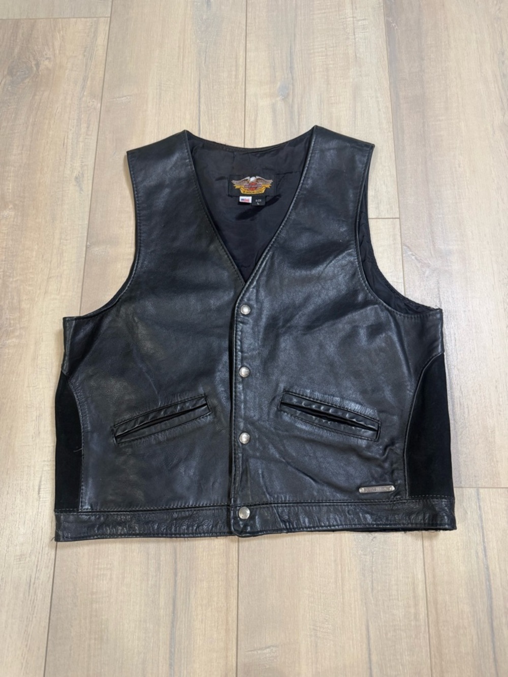 Harley-Davidson Black Leather Snap-Front Vest